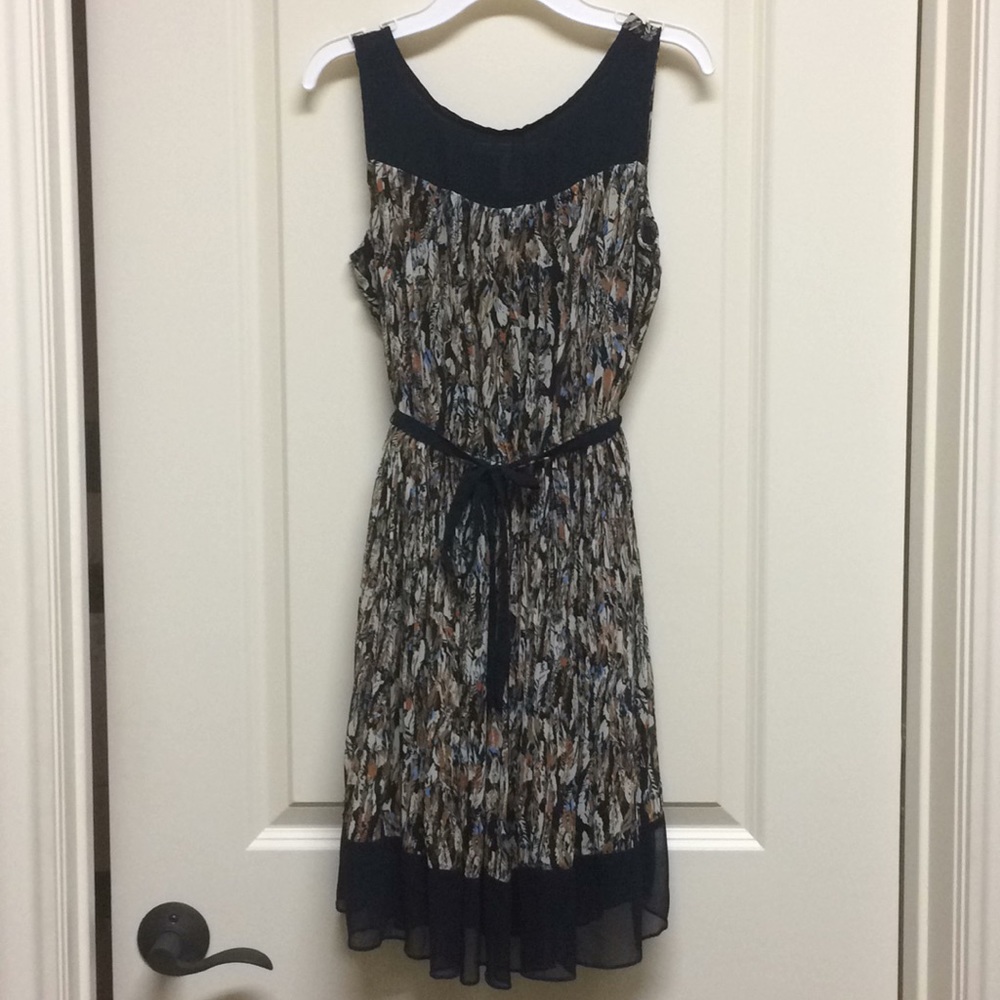Chiffon feather print dress